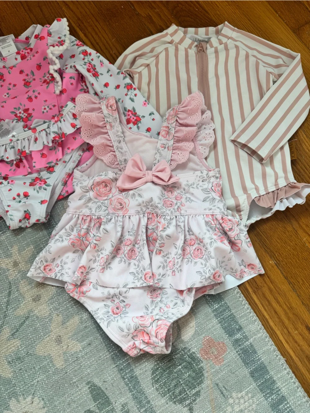 Lot of 6 Toddler Girl Bathing Suits, 2T, Assorted Brands